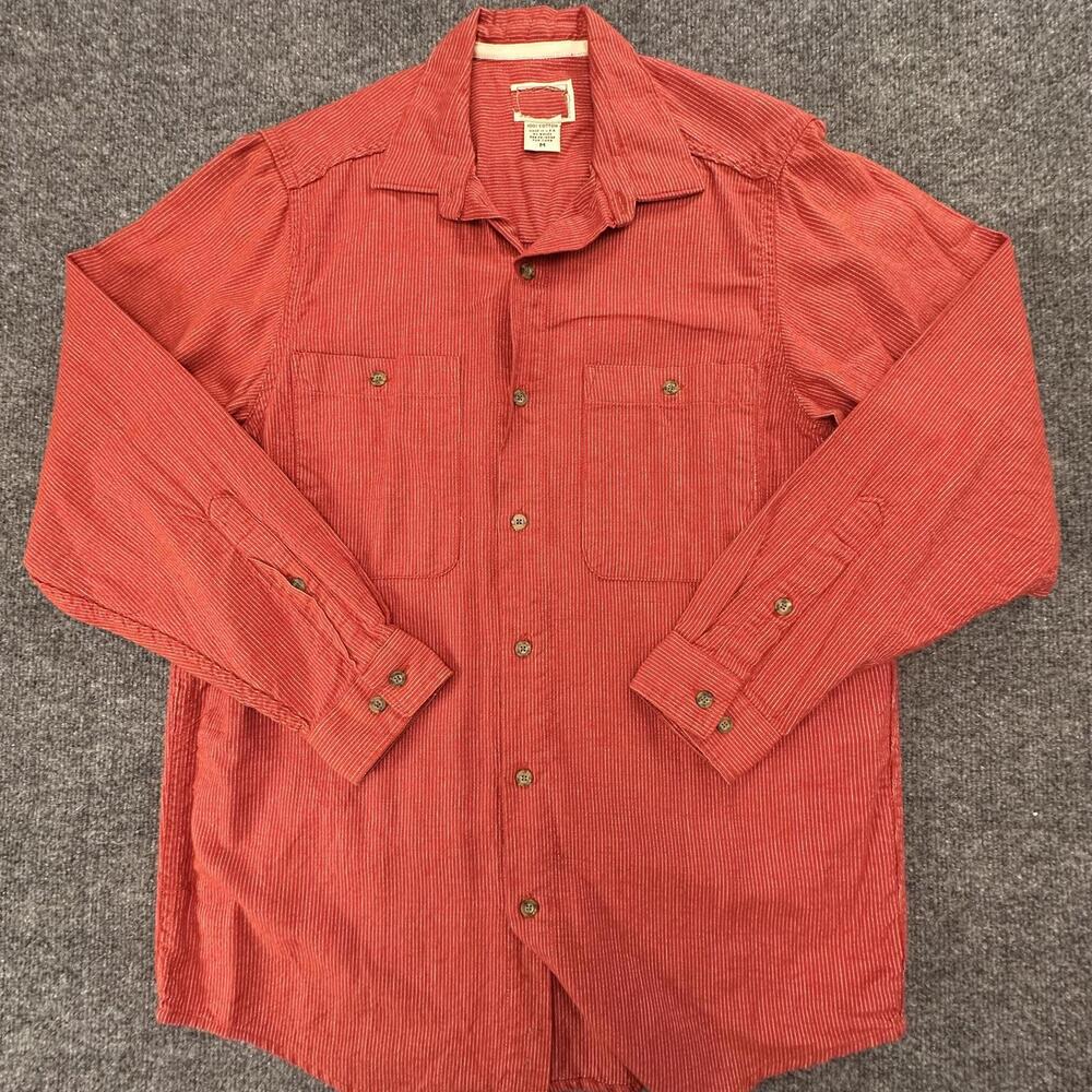 Vintage‎ Red Corduroy Shirt Mens Medium Long Sleeve Button Down Cotton USA Made